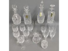A quantity of cut glass crystal decanters & drinki