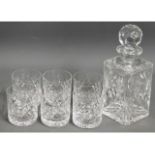 A Doulton crystal decanter & six whisky glasses