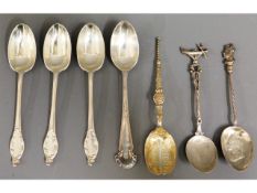 Seven mixed silver spoons including Elkington & Co