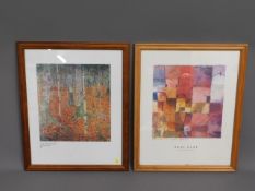 Two framed prints by Klimt & Klee