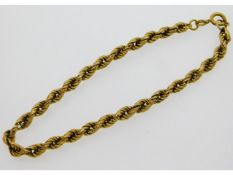 An 18ct gold rope bracelet, 8.5in long, 6.5g