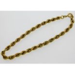 An 18ct gold rope bracelet, 8.5in long, 6.5g