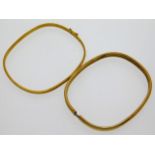 Two 9ct gold bangles, 9g, 59mm wide internally, 9g