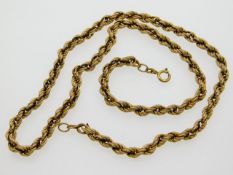 A 9ct gold rope chain, 21in long, 16.8g