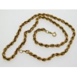 A 9ct gold rope chain, 21in long, 16.8g