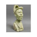 A Muchena Edson signed carved marble bust, 7.25in