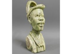 A Muchena Edson signed carved marble bust, 7.25in