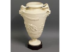 A 19thC. Herculaneum pottery vase, faults to horns