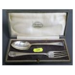 A 1922 cased Sheffield silver Christening set by C