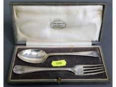 A 1922 cased Sheffield silver Christening set by C