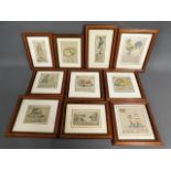 A set of ten framed watercolours relating to "The