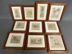 A set of ten framed watercolours relating to "The