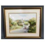 A framed rural watercolour by Douglas E. West, 14i