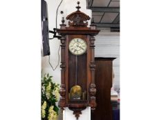 A large mahogany continental regulator clock, 51in