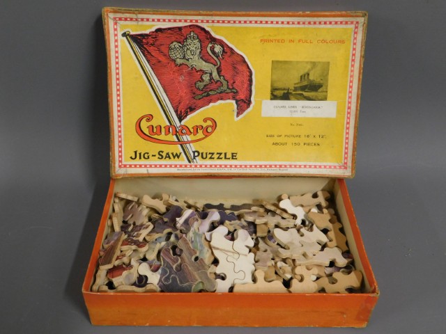 A boxed wooden Cunard jigsaw puzzle of Liner Beren