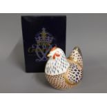 A Royal Crown Derby porcelain paperweight with box