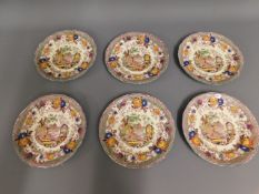 Eight Masons ironstone 3053 plates with enamelled