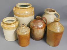 Five stoneware pots, including two Halls Oxford Br