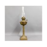 A Victorian brass oil lamp, 28in high