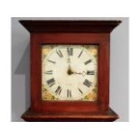 A stained pine long case clock, 74.5in tall
