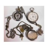 Two silver pocket watches a/f & other related item