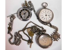 Two silver pocket watches a/f & other related item