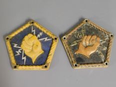 A pair of bronze RAF insignia, possibly from aircr