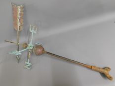 A antique weather vane, 40.5in high, lacks top fin