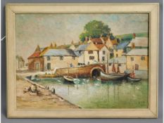 A framed oil of Polperro by Nottingham artist, Ern