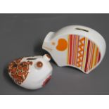 Two novelty Carlton Ware pottery piggy banks, pig