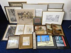 A quantity of mixed prints & pictures including four Anthony Gross, three of which have varying degr