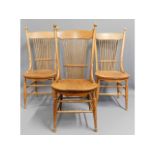 Three c.1900 elm seated Windsor style dining chair