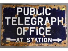 A double sided Public Telegraph Office sign, 18.75