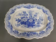 A large Tuscan Rose meat dish with drainer, 21.5in x 17.5in