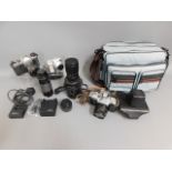 A quantity of camera equipment including a Pentax