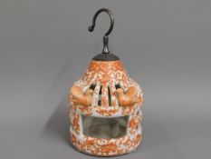 A 20thC. Chinese porcelain lantern, 9in tall