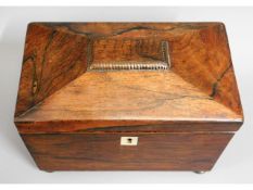 A 19thC. rosewood tea caddy, 8in wide x 5in deep x