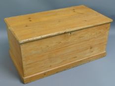 A Victorian pine blanket box, 34in wide x 18in dee