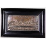 An early 20thC. framed silver plate on copper reli