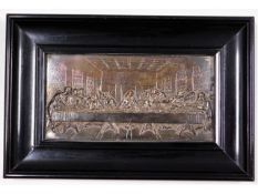 An early 20thC. framed silver plate on copper reli