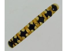 A yellow metal half eternity ring, tests as 18ct gold, set with sapphire, 2.13g, size M