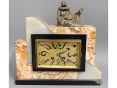 An art deco marble & onyx clock by E. Rigoulot, Re