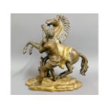 A 19thC. bronze marley horse with gilding, 9.5in h