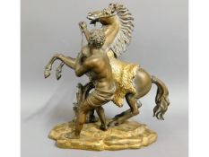 A 19thC. bronze marley horse with gilding, 9.5in h