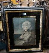 A Victorian framed print of woman