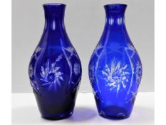 A pair of c.1900 Bohemian overlay crystal vases in