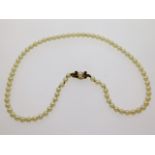 A set of cultured pearls with 9ct gold clasp with