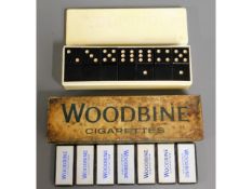 A boxed set of Woodbine advertising ware dominoes