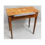 A small mahogany table with brass fitted drawer &