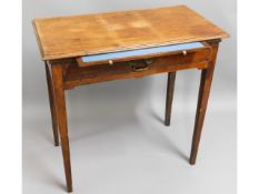 A small mahogany table with brass fitted drawer &